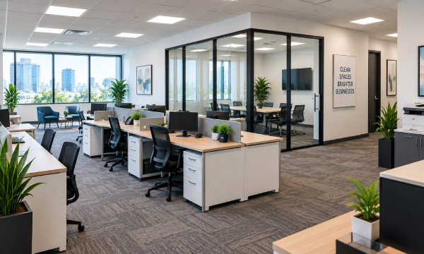 Clean empty corporate office after professional office cleanout service