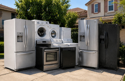 Multiple household appliances ready for full appliance cleanout in Los Angeles