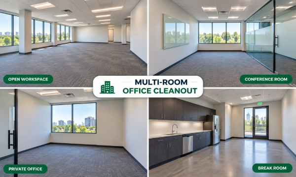 Clean multi-room office after professional office cleanout service