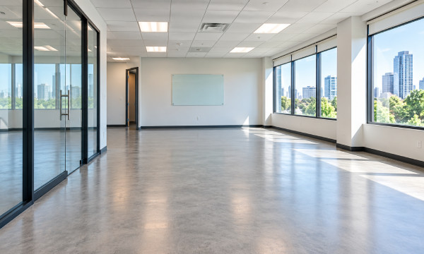 Clean empty office after professional move-out cleanout service