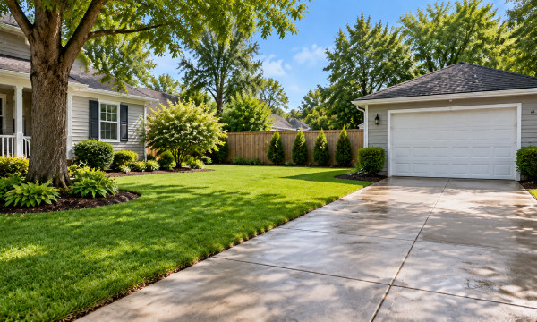 Clean residential yard after professional storm cleanup service