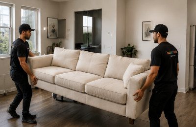 Furniture removal job with couch and household furniture for Joober Junk Removal in West Hollywood.